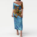Personalised Australian Oztag Kangaroo Mascot Puletasi Indigenous Dot Art Style Aboriginal Culture