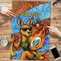 Personalised Australian Oztag Kangaroo Mascot Puzzle Indigenous Dot Art Style Aboriginal Culture