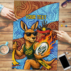 Personalised Australian Oztag Kangaroo Mascot Puzzle Indigenous Dot Art Style Aboriginal Culture