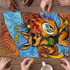 Personalised Australian Oztag Kangaroo Mascot Puzzle Indigenous Dot Art Style Aboriginal Culture