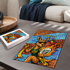 Personalised Australian Oztag Kangaroo Mascot Puzzle Indigenous Dot Art Style Aboriginal Culture