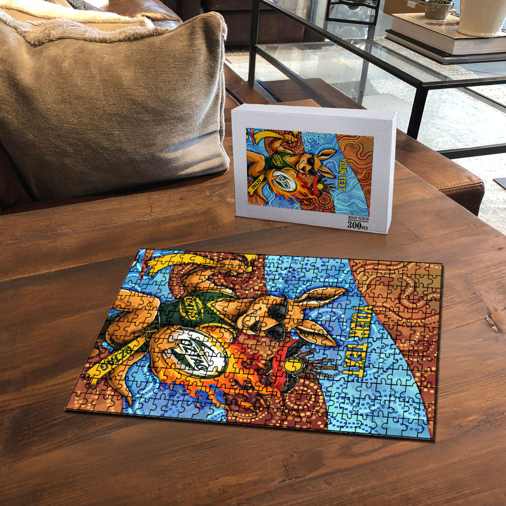 Personalised Australian Oztag Kangaroo Mascot Puzzle Indigenous Dot Art Style Aboriginal Culture