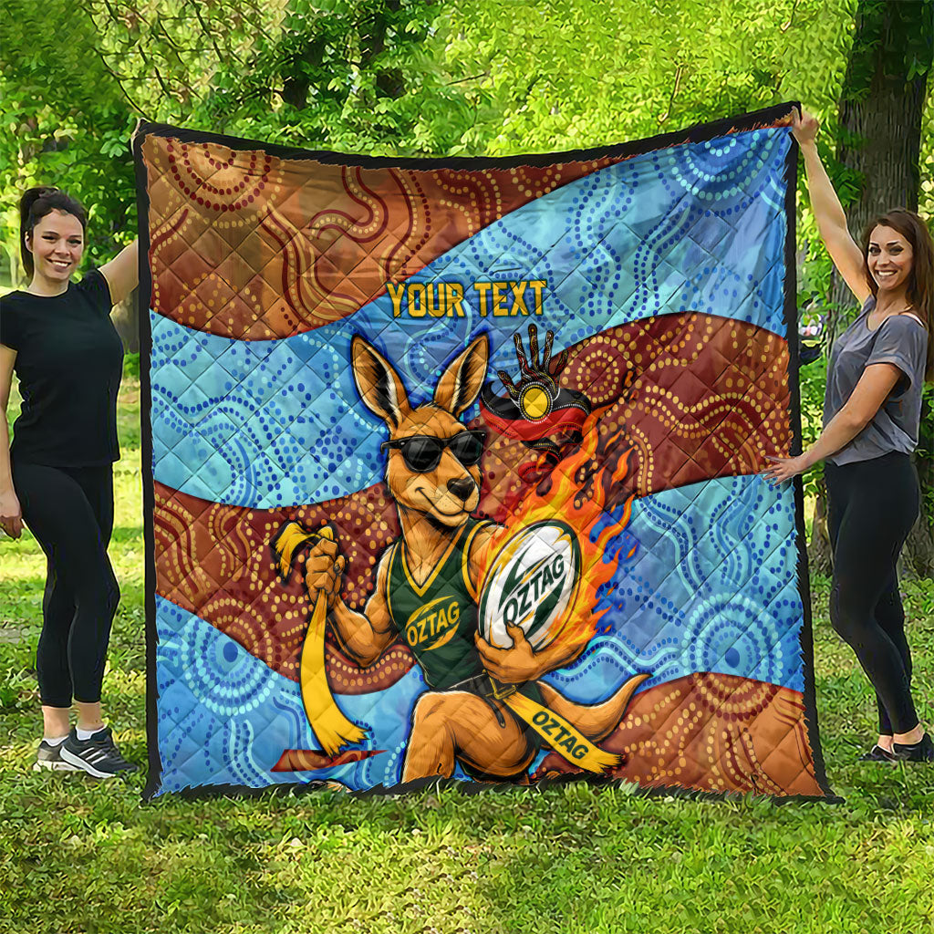 Personalised Australian Oztag Kangaroo Mascot Quilt Indigenous Dot Art Style Aboriginal Culture