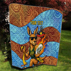 Personalised Australian Oztag Kangaroo Mascot Quilt Indigenous Dot Art Style Aboriginal Culture