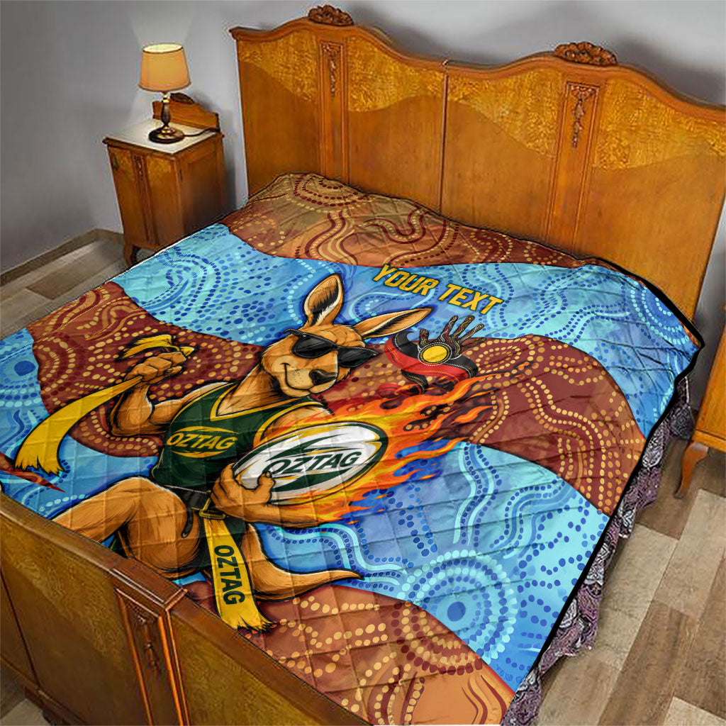 Personalised Australian Oztag Kangaroo Mascot Quilt Indigenous Dot Art Style Aboriginal Culture
