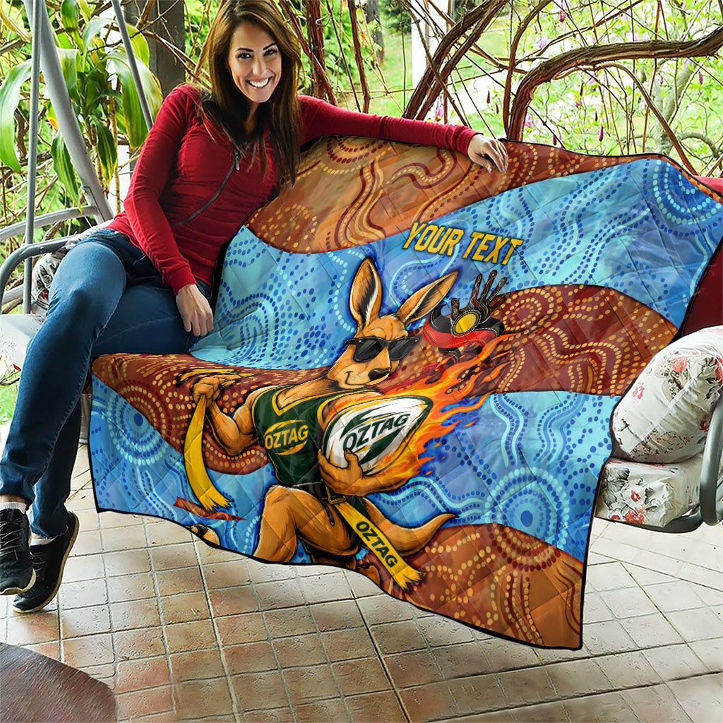 Personalised Australian Oztag Kangaroo Mascot Quilt Indigenous Dot Art Style Aboriginal Culture