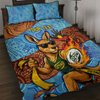 Personalised Australian Oztag Kangaroo Mascot Quilt Bed Set Indigenous Dot Art Style Aboriginal Culture