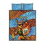 Personalised Australian Oztag Kangaroo Mascot Quilt Bed Set Indigenous Dot Art Style Aboriginal Culture