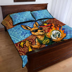 Personalised Australian Oztag Kangaroo Mascot Quilt Bed Set Indigenous Dot Art Style Aboriginal Culture
