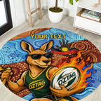 Personalised Australian Oztag Kangaroo Mascot Round Carpet Indigenous Dot Art Style Aboriginal Culture