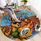 Personalised Australian Oztag Kangaroo Mascot Round Carpet Indigenous Dot Art Style Aboriginal Culture