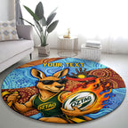 Personalised Australian Oztag Kangaroo Mascot Round Carpet Indigenous Dot Art Style Aboriginal Culture