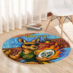 Personalised Australian Oztag Kangaroo Mascot Round Carpet Indigenous Dot Art Style Aboriginal Culture