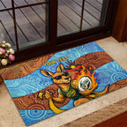 Personalised Australian Oztag Kangaroo Mascot Rubber Doormat Indigenous Dot Art Style Aboriginal Culture