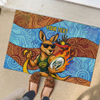Personalised Australian Oztag Kangaroo Mascot Rubber Doormat Indigenous Dot Art Style Aboriginal Culture