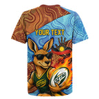 Personalised Australian Oztag Kangaroo Mascot Rugby Jersey Indigenous Dot Art Style Aboriginal Culture