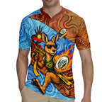 Personalised Australian Oztag Kangaroo Mascot Rugby Jersey Indigenous Dot Art Style Aboriginal Culture