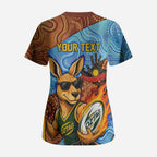 Personalised Australian Oztag Kangaroo Mascot Scrub Top Indigenous Dot Art Style Aboriginal Culture