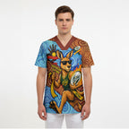 Personalised Australian Oztag Kangaroo Mascot Scrub Top Indigenous Dot Art Style Aboriginal Culture