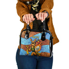 Personalised Australian Oztag Kangaroo Mascot Shoulder Handbag Indigenous Dot Art Style Aboriginal Culture