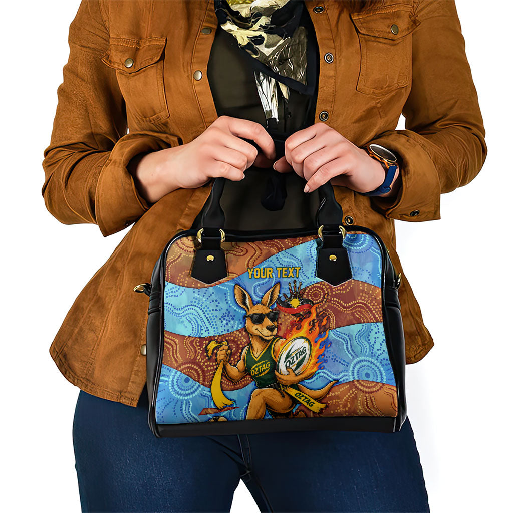 Personalised Australian Oztag Kangaroo Mascot Shoulder Handbag Indigenous Dot Art Style Aboriginal Culture