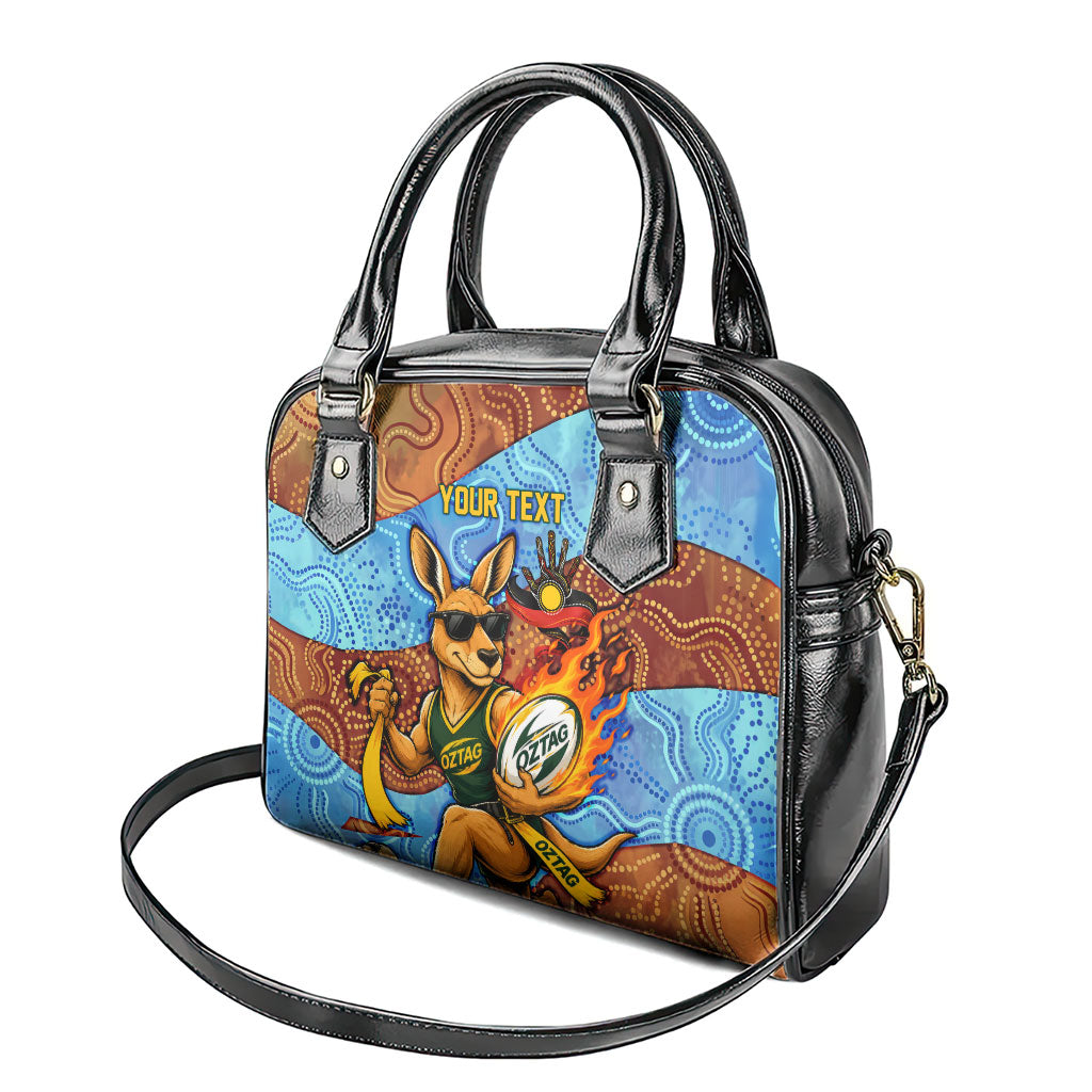 Personalised Australian Oztag Kangaroo Mascot Shoulder Handbag Indigenous Dot Art Style Aboriginal Culture