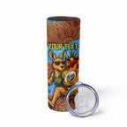 Personalised Australian Oztag Kangaroo Mascot Skinny Tumbler Indigenous Dot Art Style Aboriginal Culture