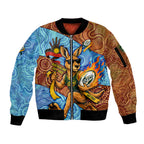 Personalised Australian Oztag Kangaroo Mascot Sleeve Zip Bomber Jacket Indigenous Dot Art Style Aboriginal Culture