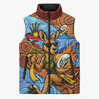 Personalised Australian Oztag Kangaroo Mascot Sleeveless Puffer Jacket Indigenous Dot Art Style Aboriginal Culture