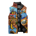 Personalised Australian Oztag Kangaroo Mascot Sleeveless Puffer Jacket Indigenous Dot Art Style Aboriginal Culture