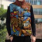 Personalised Australian Oztag Kangaroo Mascot Sleeveless Puffer Jacket Indigenous Dot Art Style Aboriginal Culture