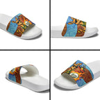 Personalised Australian Oztag Kangaroo Mascot Slide Sandals Indigenous Dot Art Style Aboriginal Culture