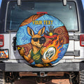Personalised Australian Oztag Kangaroo Mascot Spare Tire Cover Indigenous Dot Art Style Aboriginal Culture