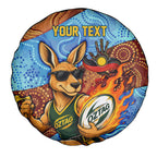 Personalised Australian Oztag Kangaroo Mascot Spare Tire Cover Indigenous Dot Art Style Aboriginal Culture