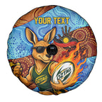 Personalised Australian Oztag Kangaroo Mascot Spare Tire Cover Indigenous Dot Art Style Aboriginal Culture