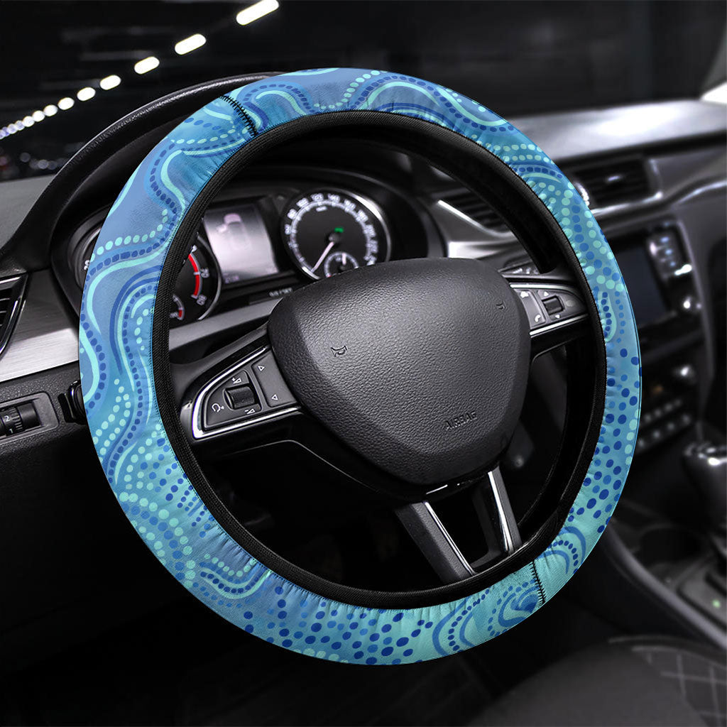 Australian Oztag Kangaroo Mascot Steering Wheel Cover Indigenous Dot Art Style Aboriginal Culture