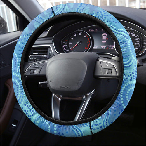 Australian Oztag Kangaroo Mascot Steering Wheel Cover Indigenous Dot Art Style Aboriginal Culture