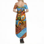 Personalised Australian Oztag Kangaroo Mascot Summer Maxi Dress Indigenous Dot Art Style Aboriginal Culture