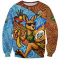 Personalised Australian Oztag Kangaroo Mascot Sweatshirt Indigenous Dot Art Style Aboriginal Culture