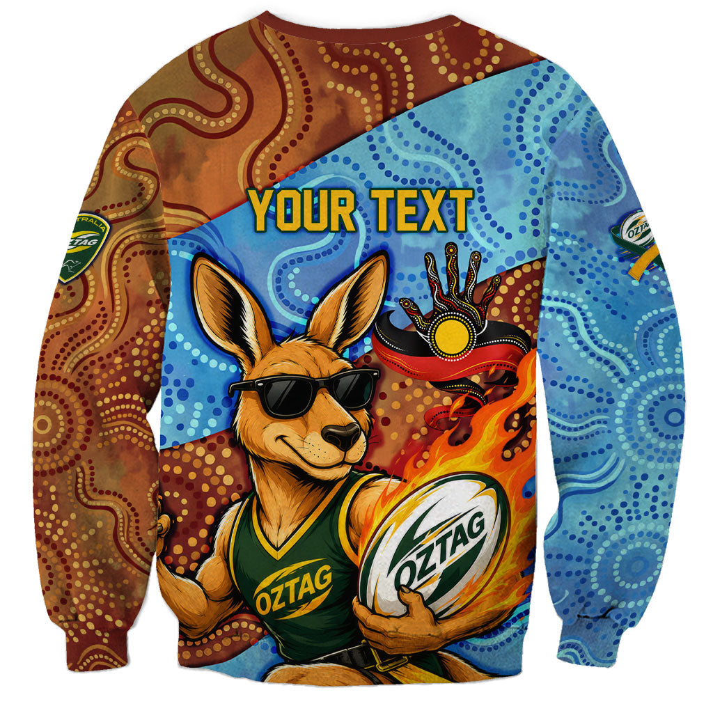 Personalised Australian Oztag Kangaroo Mascot Sweatshirt Indigenous Dot Art Style Aboriginal Culture
