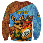 Personalised Australian Oztag Kangaroo Mascot Sweatshirt Indigenous Dot Art Style Aboriginal Culture