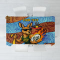 Personalised Australian Oztag Kangaroo Mascot Tablecloth Indigenous Dot Art Style Aboriginal Culture