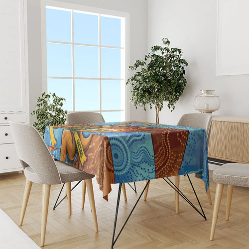 Personalised Australian Oztag Kangaroo Mascot Tablecloth Indigenous Dot Art Style Aboriginal Culture