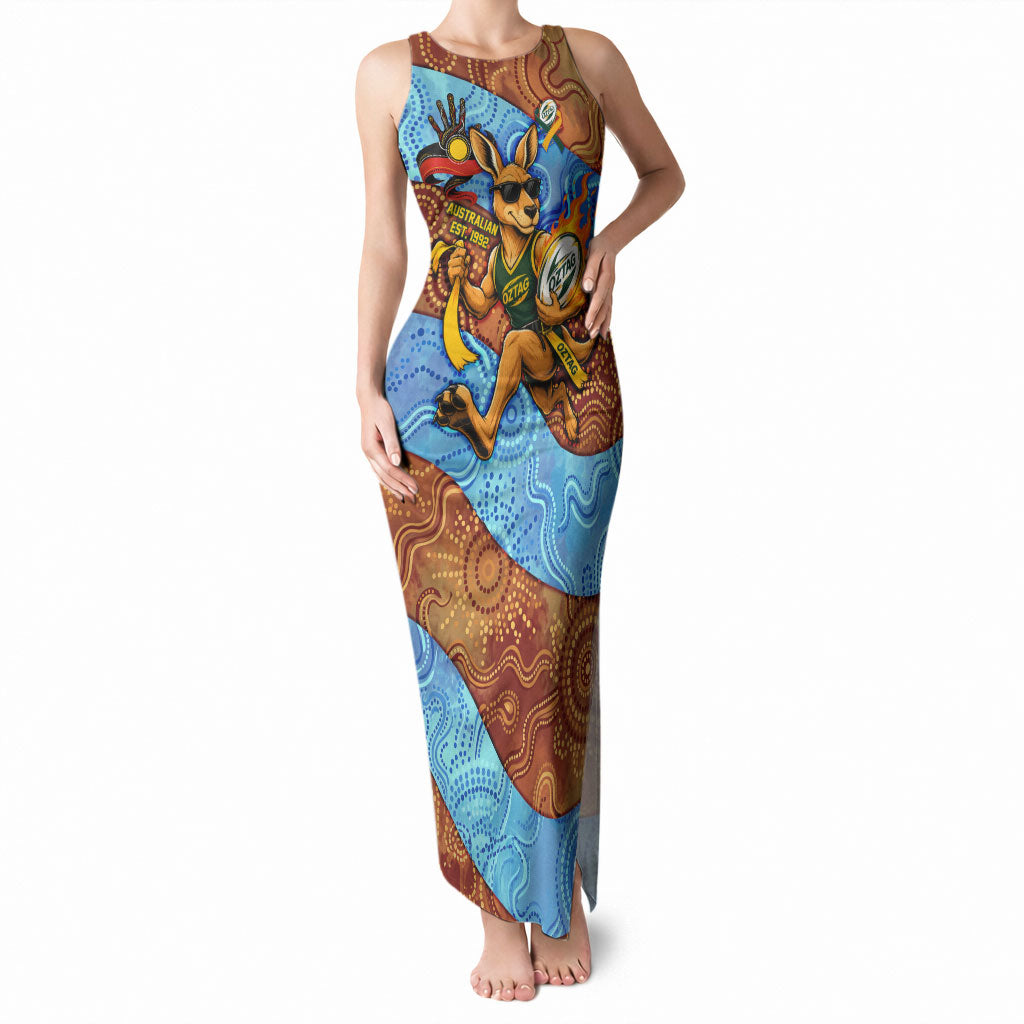 Personalised Australian Oztag Kangaroo Mascot Tank Maxi Dress Indigenous Dot Art Style Aboriginal Culture