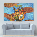 Personalised Australian Oztag Kangaroo Mascot Tapestry Indigenous Dot Art Style Aboriginal Culture