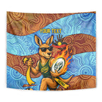 Personalised Australian Oztag Kangaroo Mascot Tapestry Indigenous Dot Art Style Aboriginal Culture