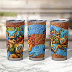 Personalised Australian Oztag Kangaroo Mascot Tumbler Cup Indigenous Dot Art Style Aboriginal Culture