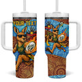 Personalised Australian Oztag Kangaroo Mascot Tumbler With Handle Indigenous Dot Art Style Aboriginal Culture