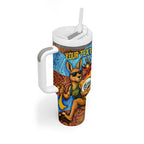 Personalised Australian Oztag Kangaroo Mascot Tumbler With Handle Indigenous Dot Art Style Aboriginal Culture
