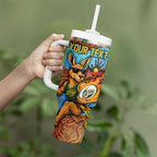 Personalised Australian Oztag Kangaroo Mascot Tumbler With Handle Indigenous Dot Art Style Aboriginal Culture